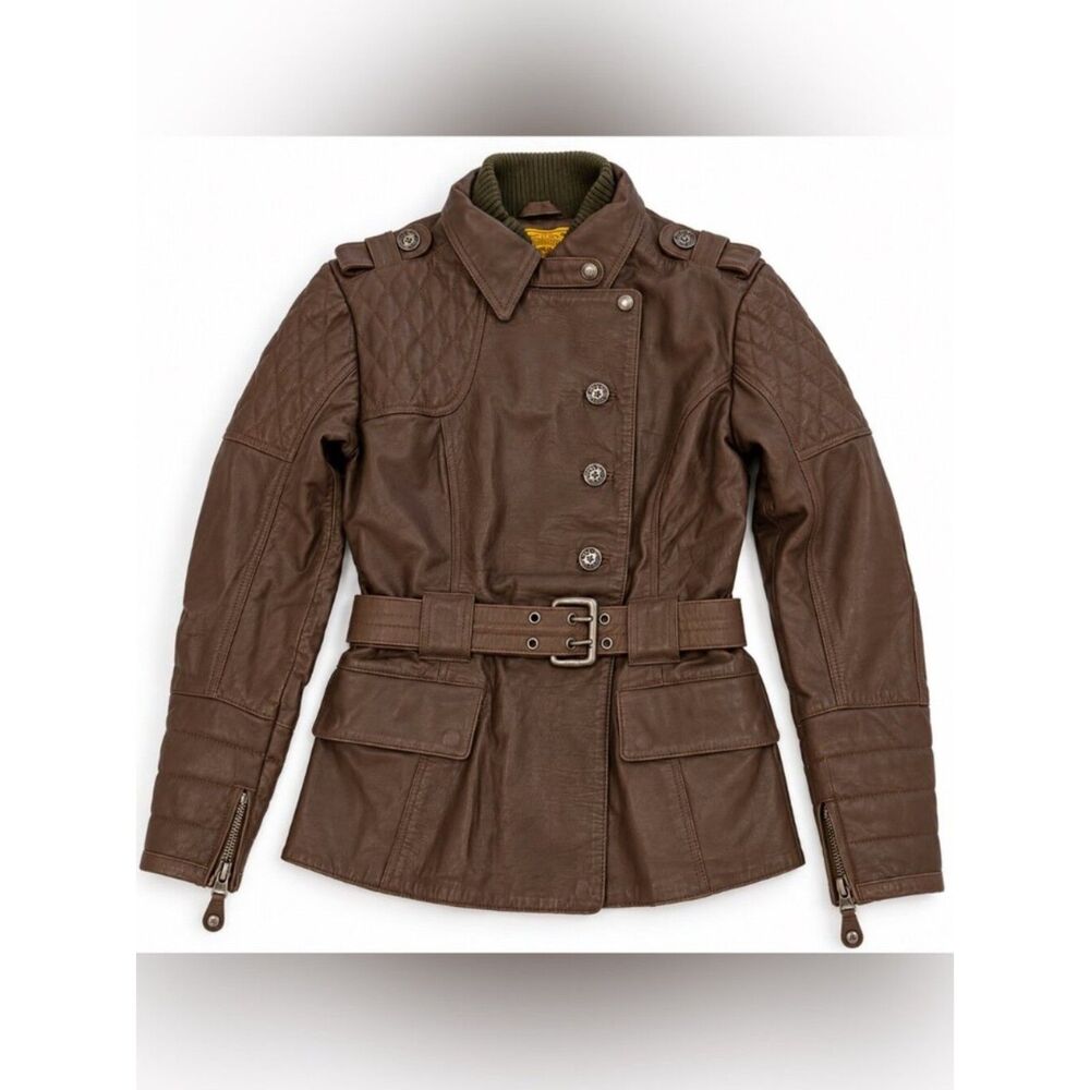 Roland Sands Design Women's 100% Brown Leather Motorcycle Jacket, Size M